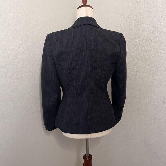 Vintage Peabody House Womens Size 7/8 Wool Blazer Grey Pinstripe Office Siren - Picture 3 of 9